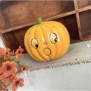 Vintage Halloween Anthropomorphic Jack Pumpkin Planter Holland Floral LIGHTER